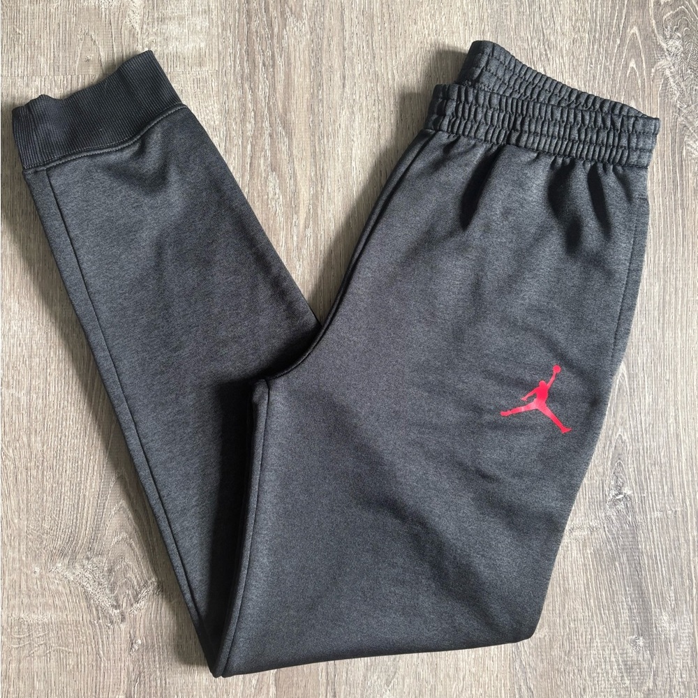 Jordan Kids Black Charcoal Joggers with Red Jumpman